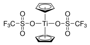 Bis(cyclopentadienyl)titanium(IV) bis(trifluoromethanesulfonate) - CAS:76262-87-8 - Bis(cyclopentadienyl)di(triflato)titanium, Di(cyclopentadienyl)titanium(IV) bis(trifluoromethanesulfonate), 32tanocene bis(trifluoromethanesulfonate), 32tanocene ditriflat